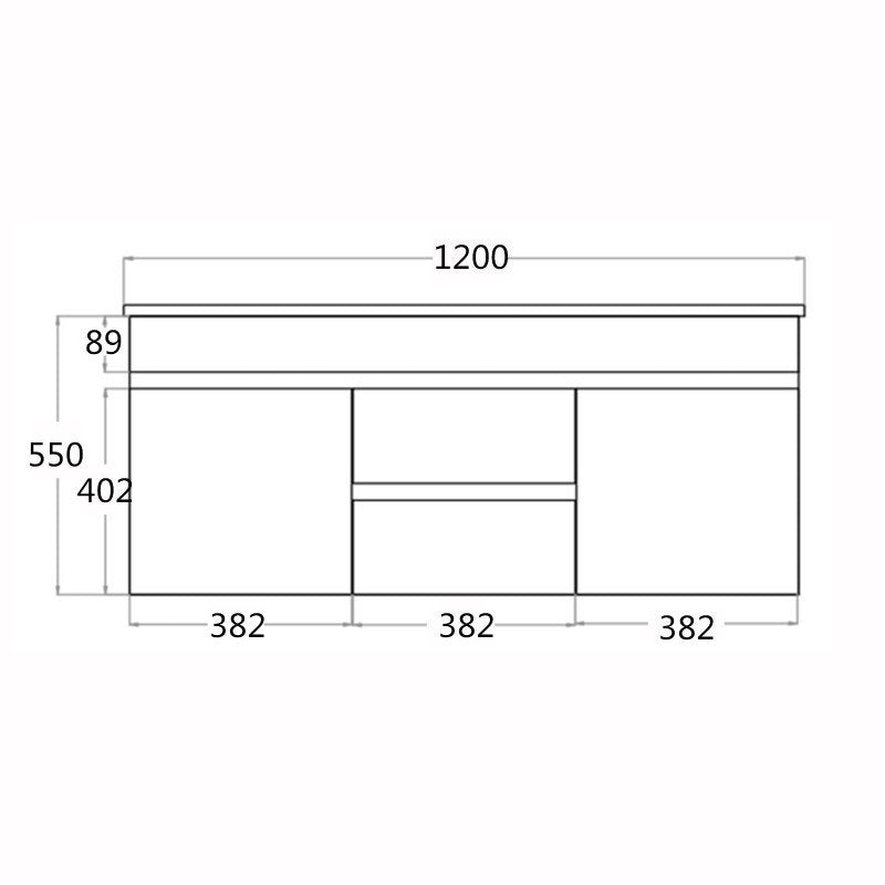 1200x460x550mm Bathroom Vanity Wall Hung Thin Ceramic Top White PVC Polyurethane Double Bowls