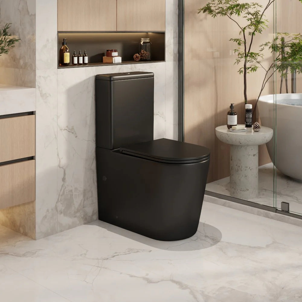Mercio Oasis Rimless Back To Wall Matte Black Toilet Suite