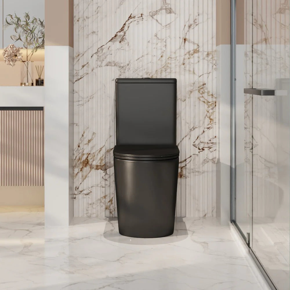 Mercio Oasis Rimless Back To Wall Matte Black Toilet Suite