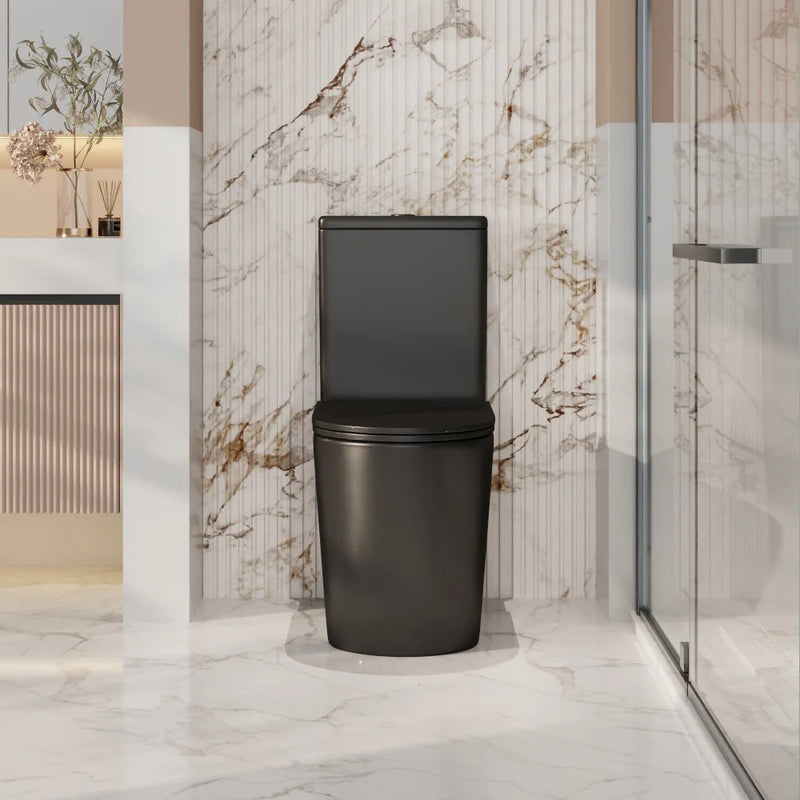 Mercio Oasis Rimless Back To Wall Matte Black Toilet Suite