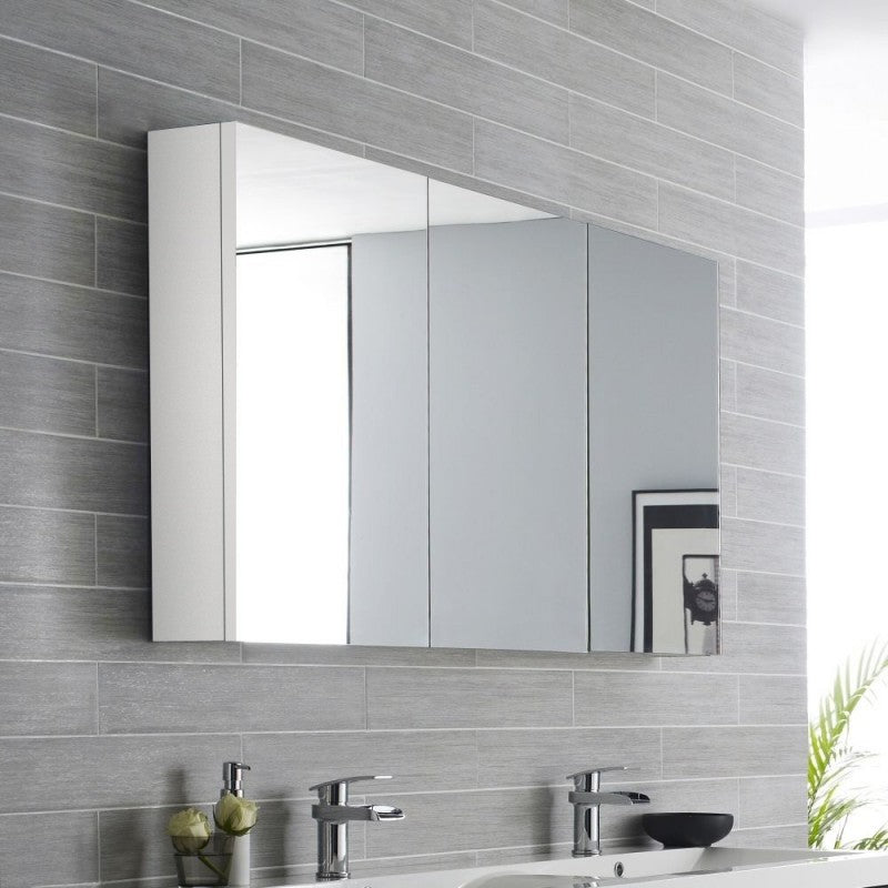 1200Lx750Hx155Dmm Pencil Edge White Shaving Cabinet With Mirror PVC Polyurethane White Tempered Glass Shelves