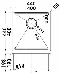 Ikon 440 x 440 x 200mm Eden Single Bowl Stainless Steel Sink Undermount/Above Mount