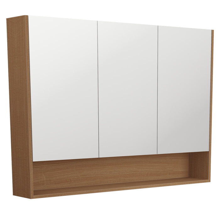 Fienza Mirror Cabinet 1200 with Display Shelf, Walnut