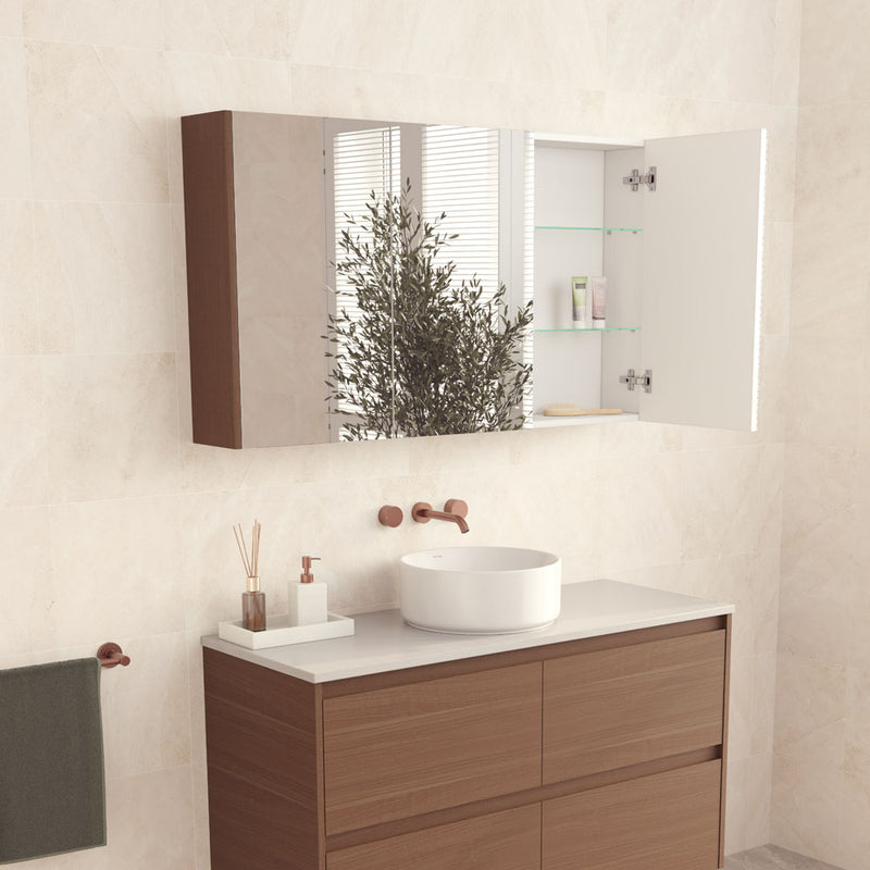 FIENZA 1200 Mirror Cabinet with Walnut Side Panels