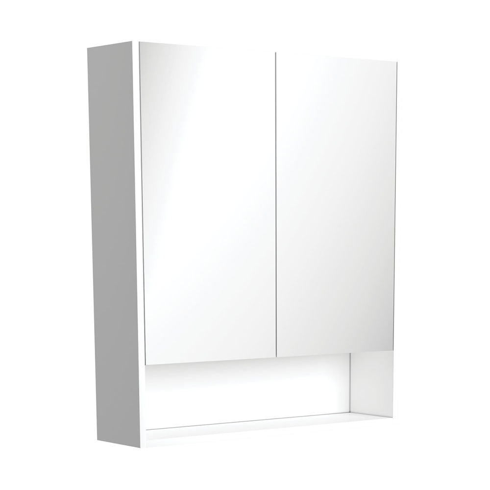 Fienza 750 Mirror Cabinet with Display Shelf, Satin White