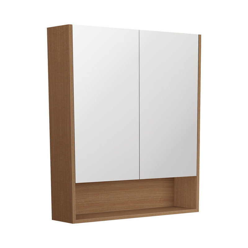 Fienza 750 Mirror Cabinet with Display Shelf, Walnut