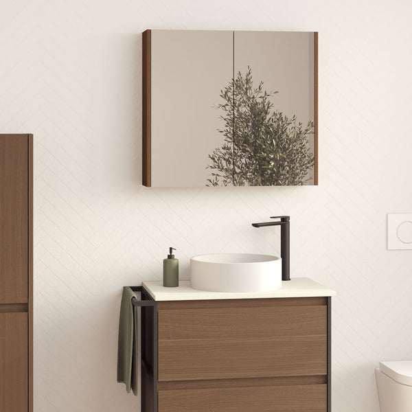 750 Mirror Cabinet with Walnut Side Panels - FIENZA
