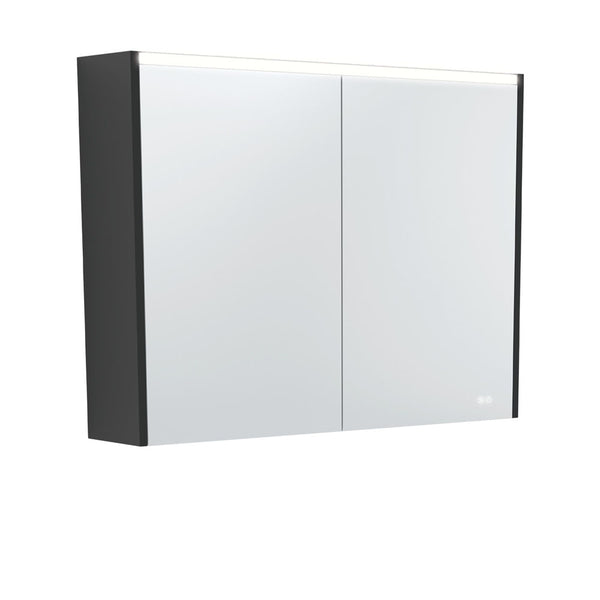 900 LED Mirror Cabinet with Satin Black Side Panels