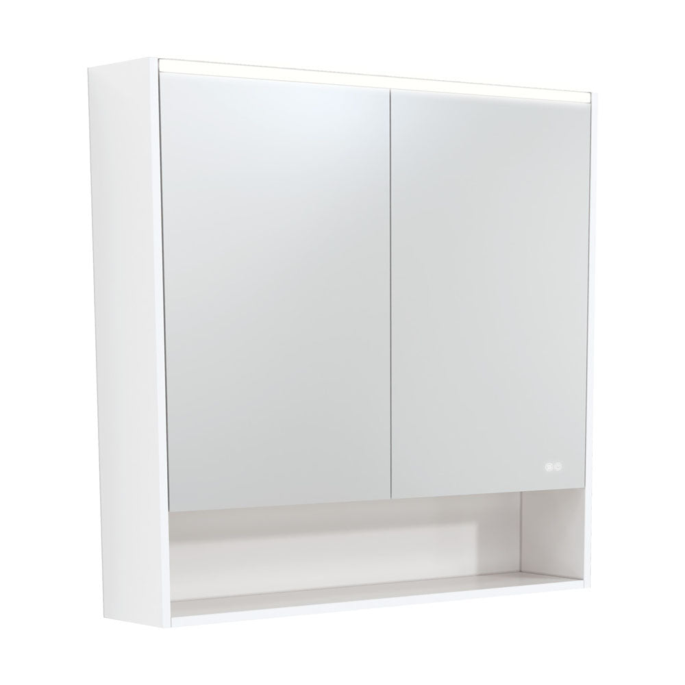 900 LED Mirror Cabinet with Display Shelf, Gloss White