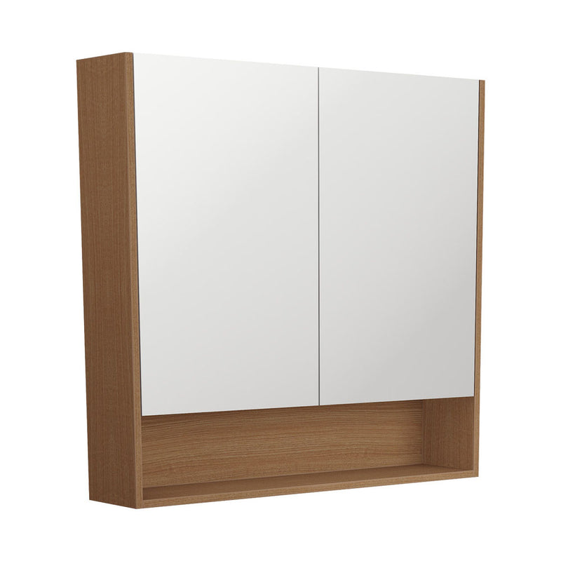 Fienza 900 Mirror Cabinet with Display Shelf, Walnut