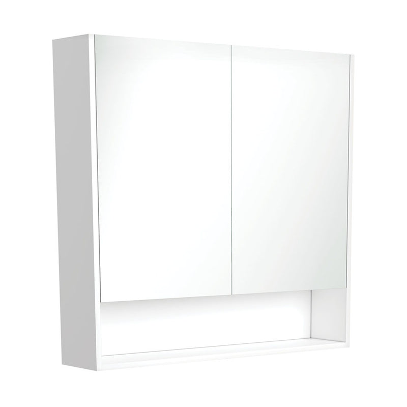 Fienza 900 Mirror Cabinet with Display Shelf, Gloss White