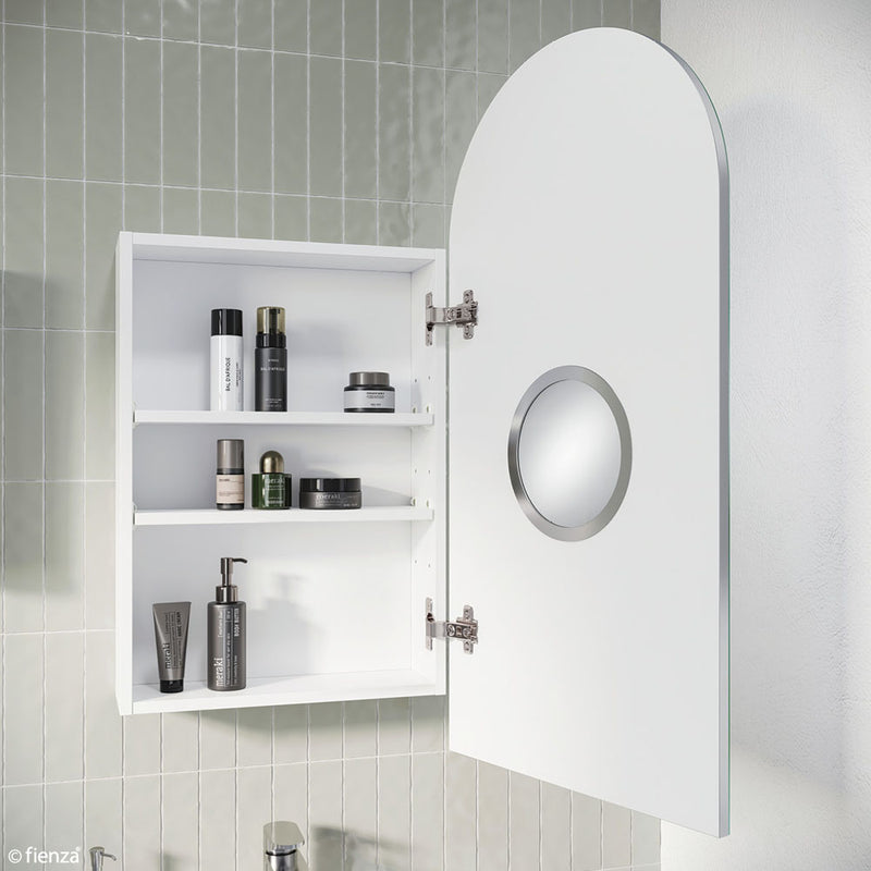 Fienza Arch Mirror Cabinet installed with the door open