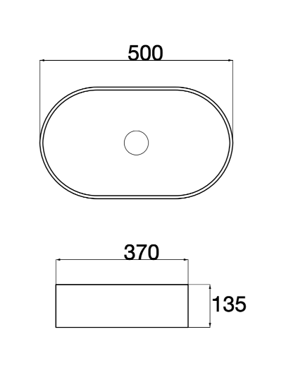 Ovia Claya Pill Oval Counter Top Basin Gloss White