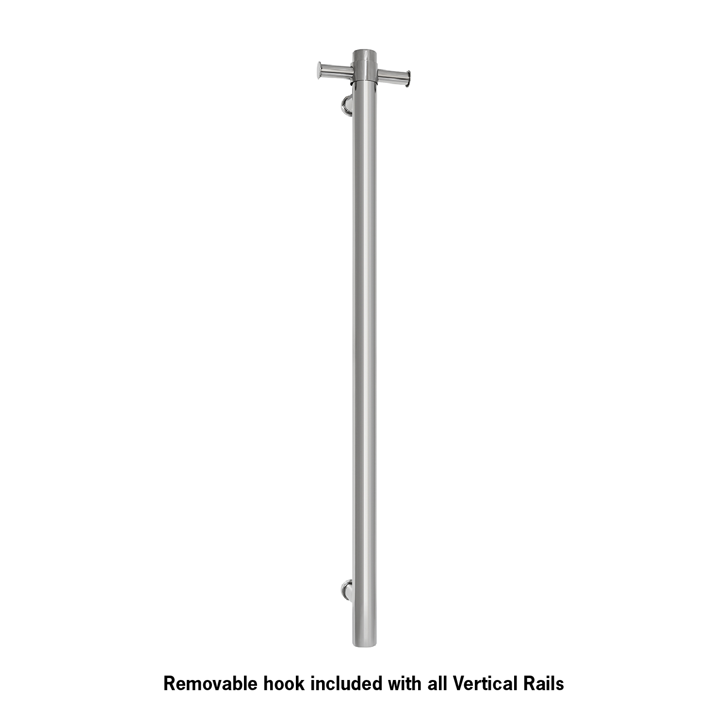 VS900H Straight Round Vertical Single Heated Towel Rail