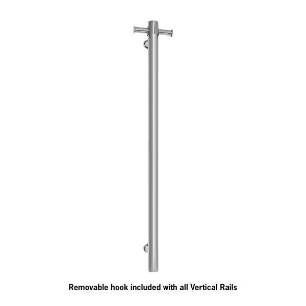 VS900H Straight Round Vertical Single Heated Towel Rail