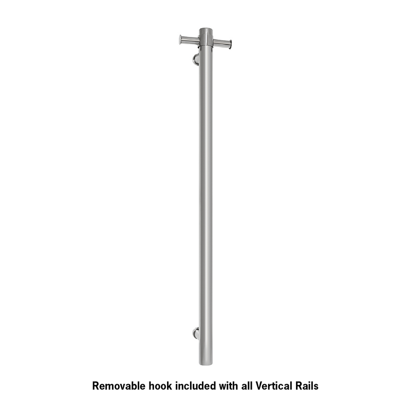 VS900H Straight Round Vertical Single Heated Towel Rail