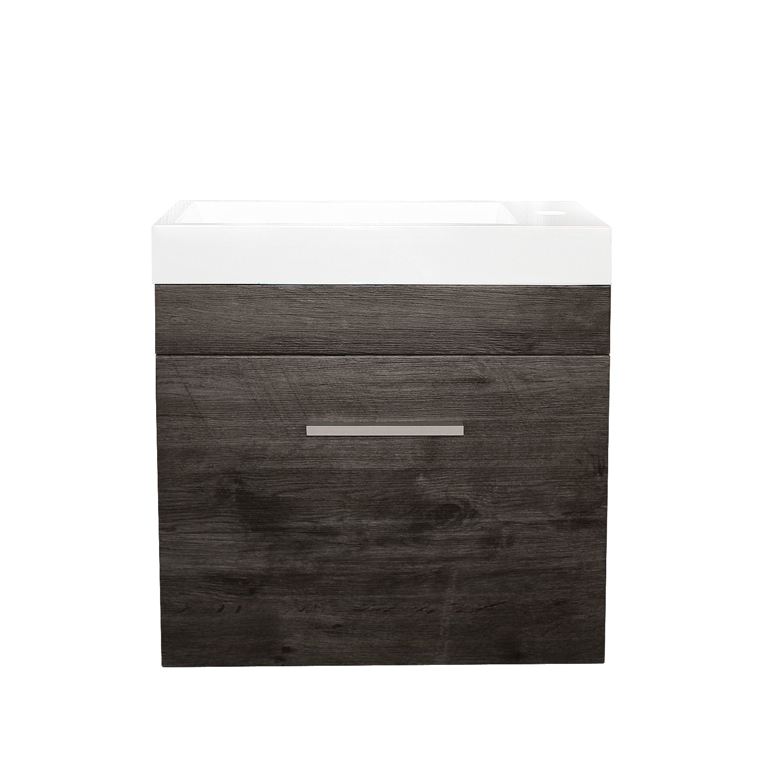 500x250x520mm Wall Hung Bathroom Vanity with Poly Top DARK GREY Wood Grain One Tap Hole