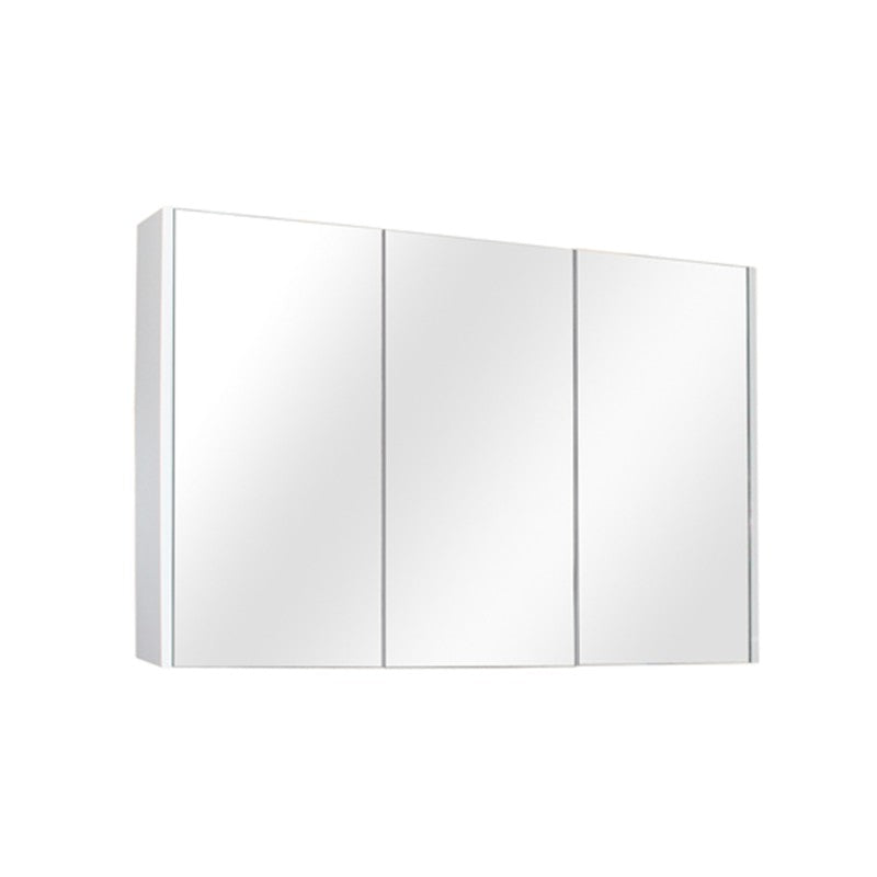 1200Lx720Hx150Dmm Matt White PVC Filmed Shaving Cabinet With Copper Free Mirror Wall Hung