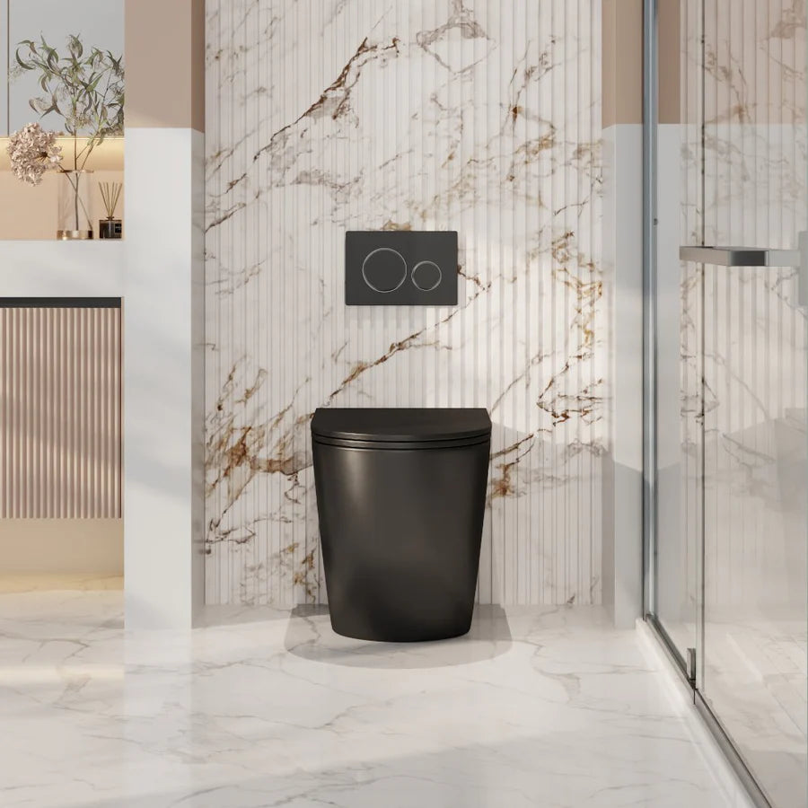 Norton Quiet Flush Rimless Tornado Floor Pan Only - Matte Black