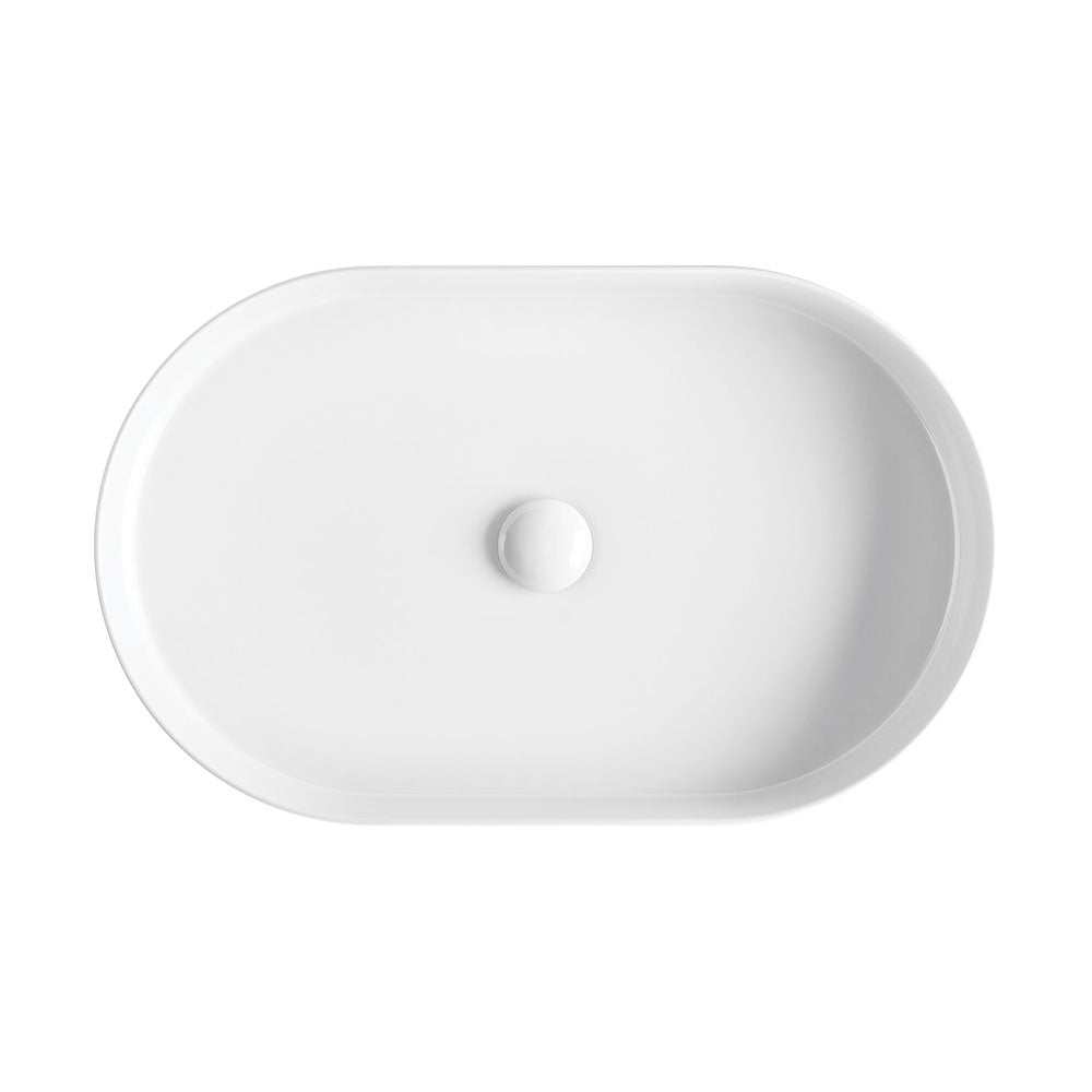 Ovia Fluted Pill Oval Gloss White Oval Above Counter Basin