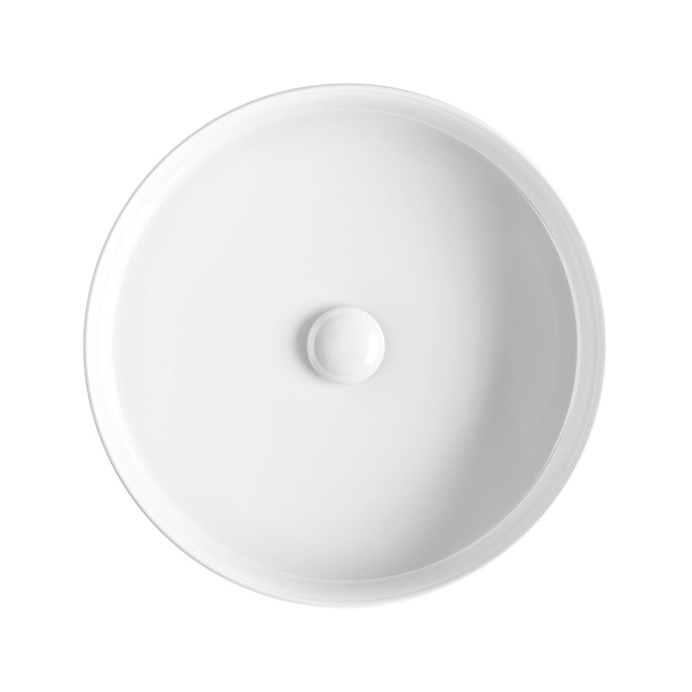 Ovia Fluted Gloss White Round Above Counter Basin