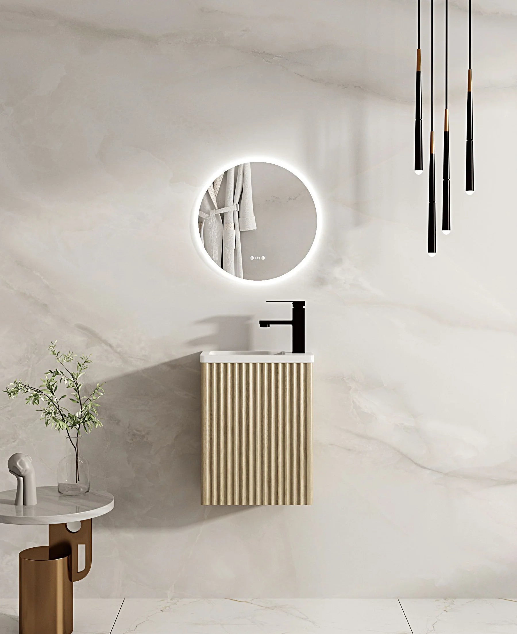 Fluted Rhea 400mm Wall-Hung Cabinet Natural Oak