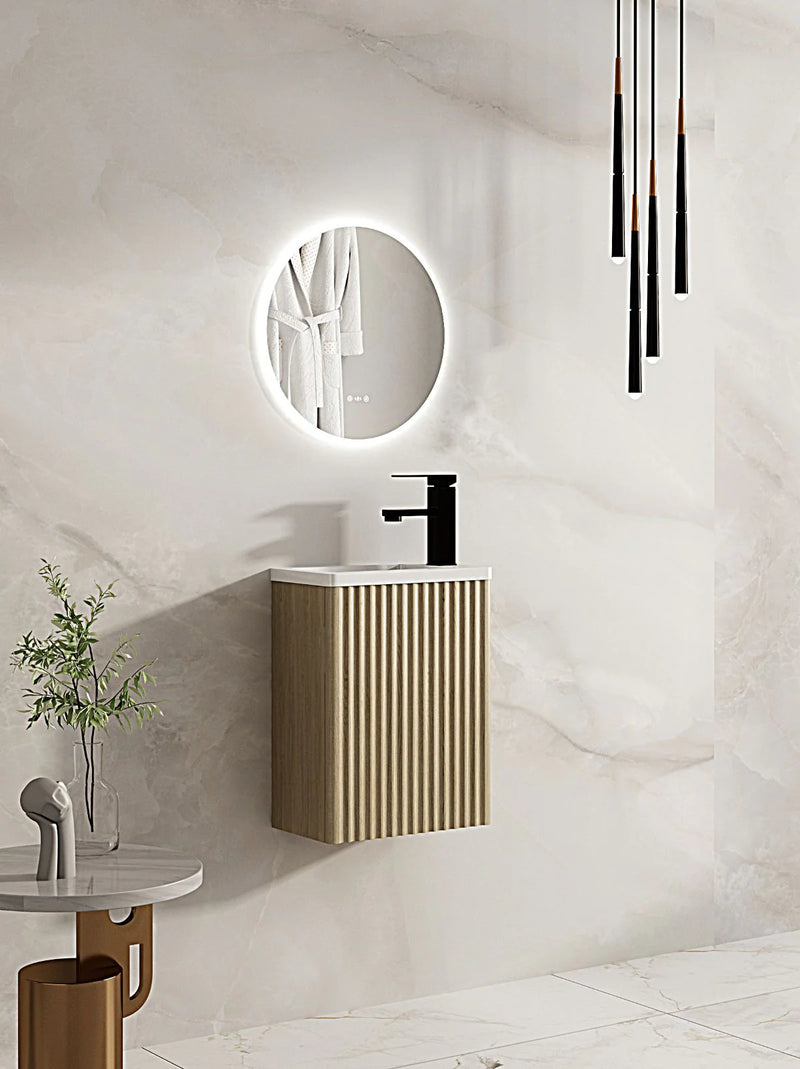 Fluted Rhea 400mm Wall-Hung Cabinet Natural Oak