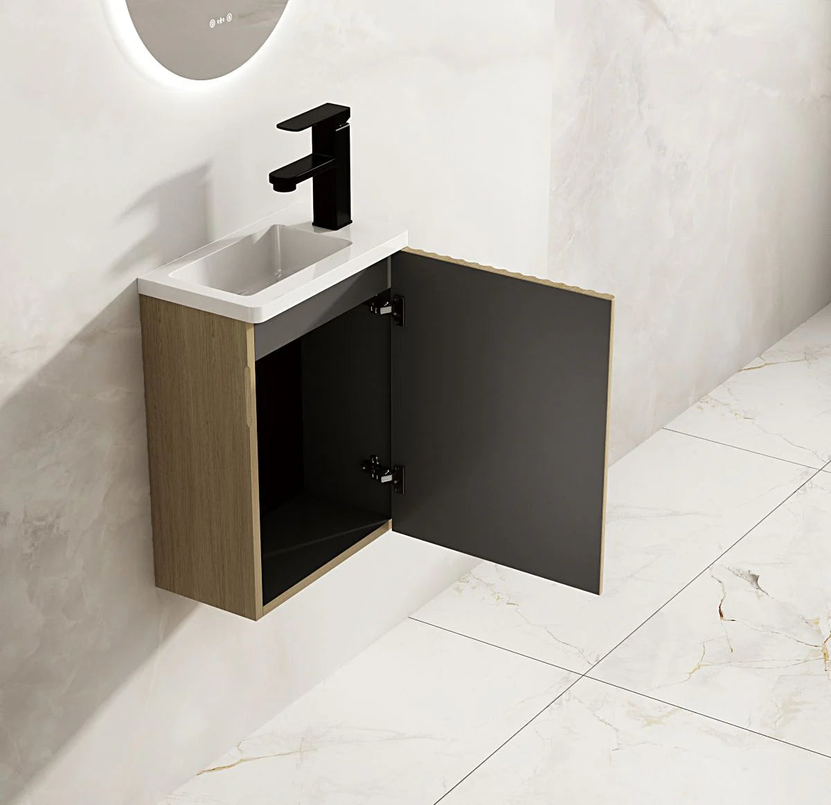 Fluted Rhea 400mm Wall-Hung Cabinet Natural Oak