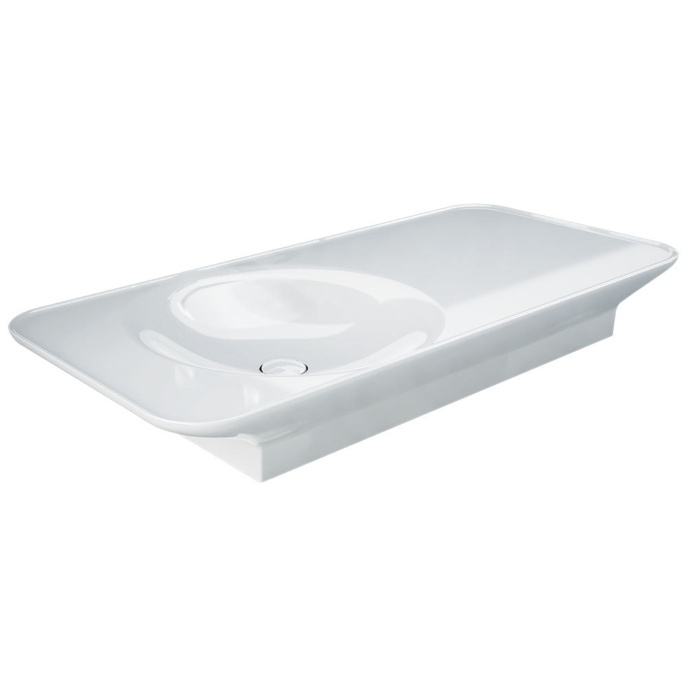 RAK VALET Wall Hung Basin 1120x505mm Left Bowl NTH No Overflow Alpine Gloss White