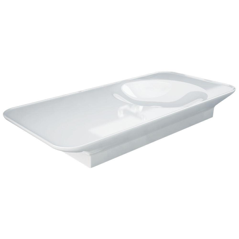 RAK VALET Wall Hung Basin 1120x505mm Right Bowl NTH No Overflow Alpine Gloss White