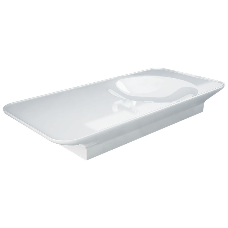 RAK VALET Wall Hung Basin 1120x505mm Right Bowl NTH No Overflow Alpine Gloss White