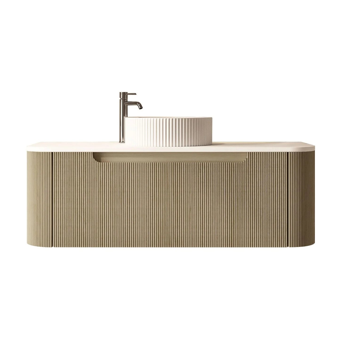 Rome Fluted Groove 1200mm Wall-Hung Cabinet - Bur Oak