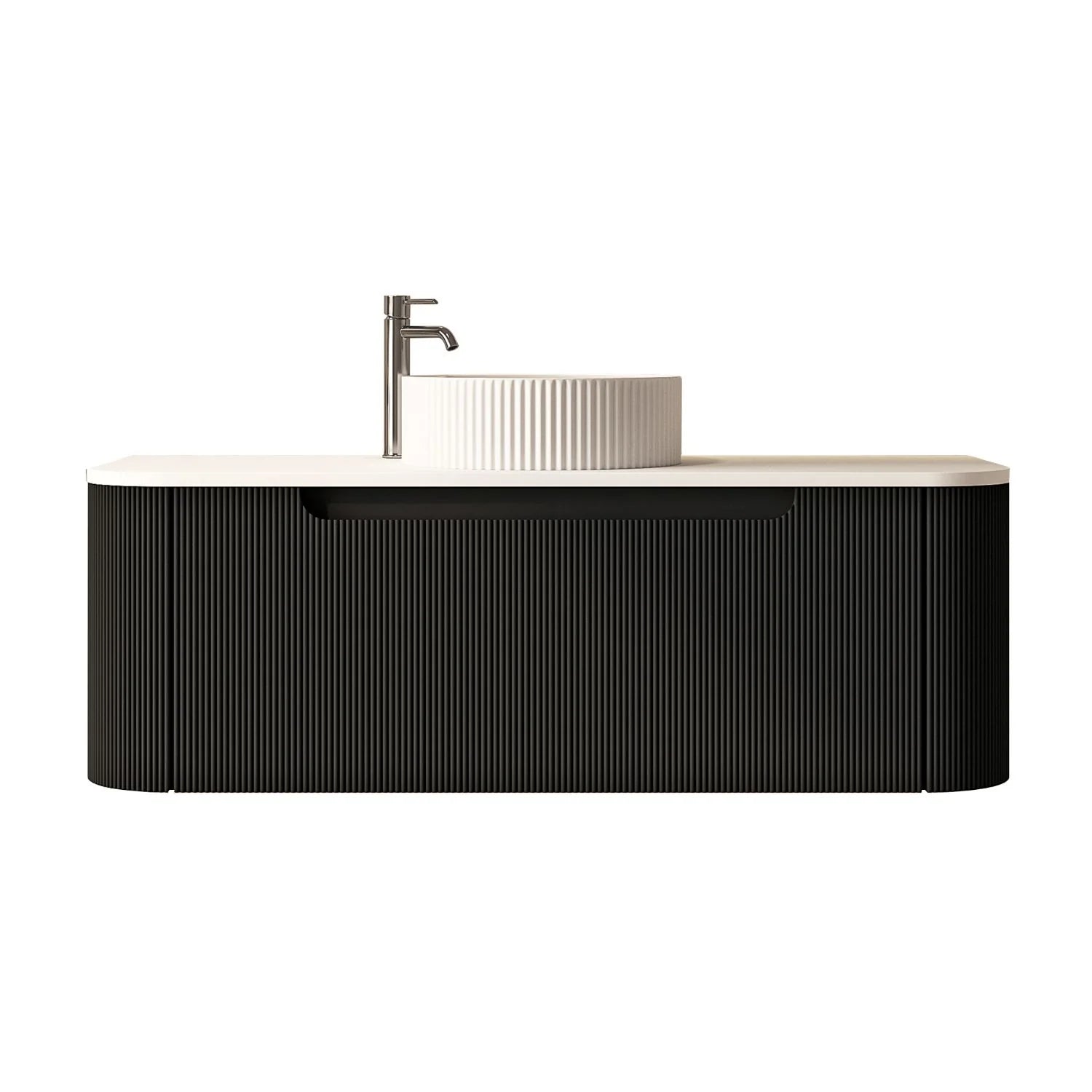 Rome Fluted Groove 1200mm Wall-Hung Cabinet - Matt Black