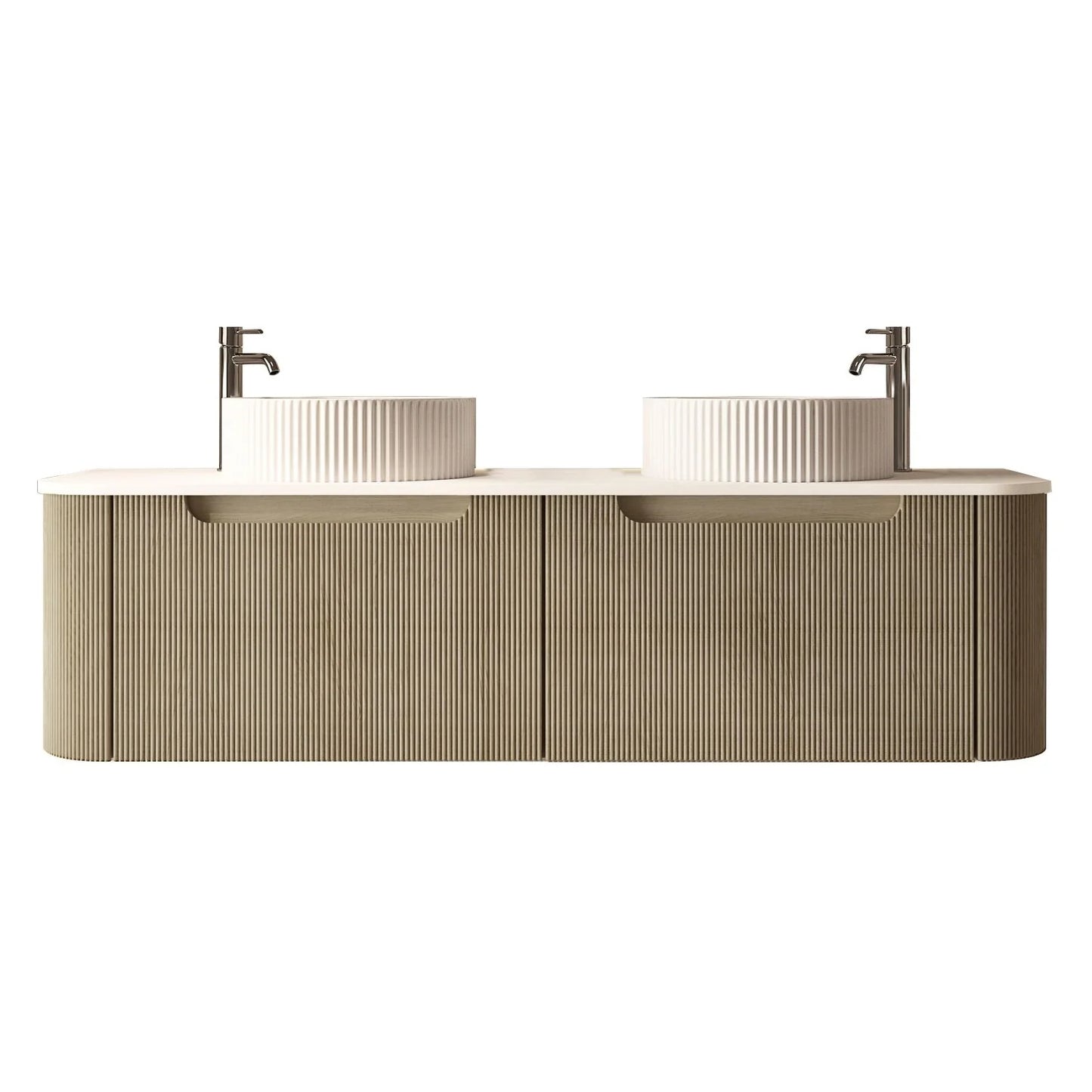 Rome Fluted Groove 1500mm Wall-Hung Cabinet - Bur Oak