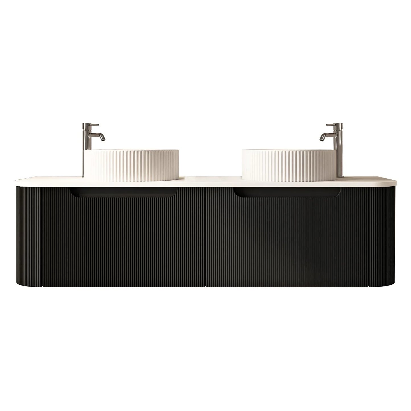 Rome Fluted Groove 1500mm Wall-Hung Cabinet - Matt Black
