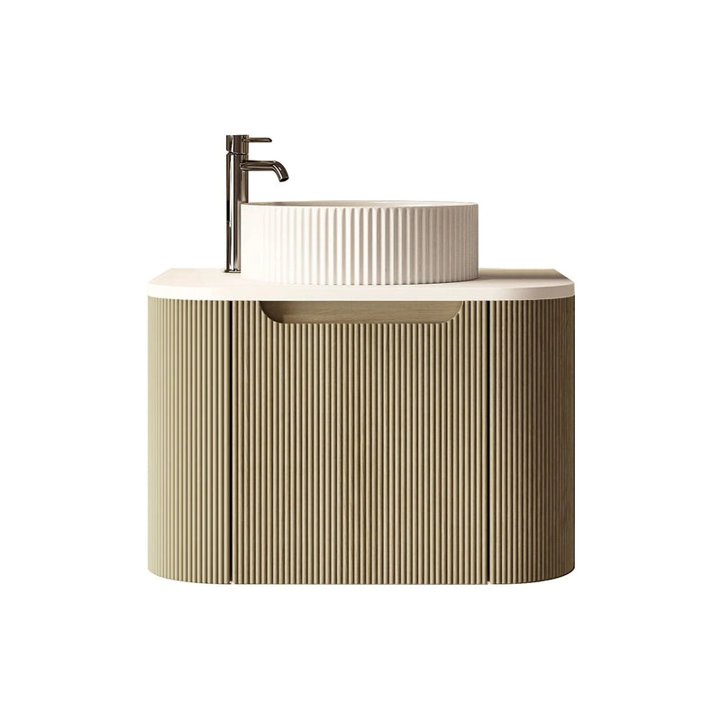 Rome Fluted Groove 600mm Wall-Hung Cabinet - Bur Oak