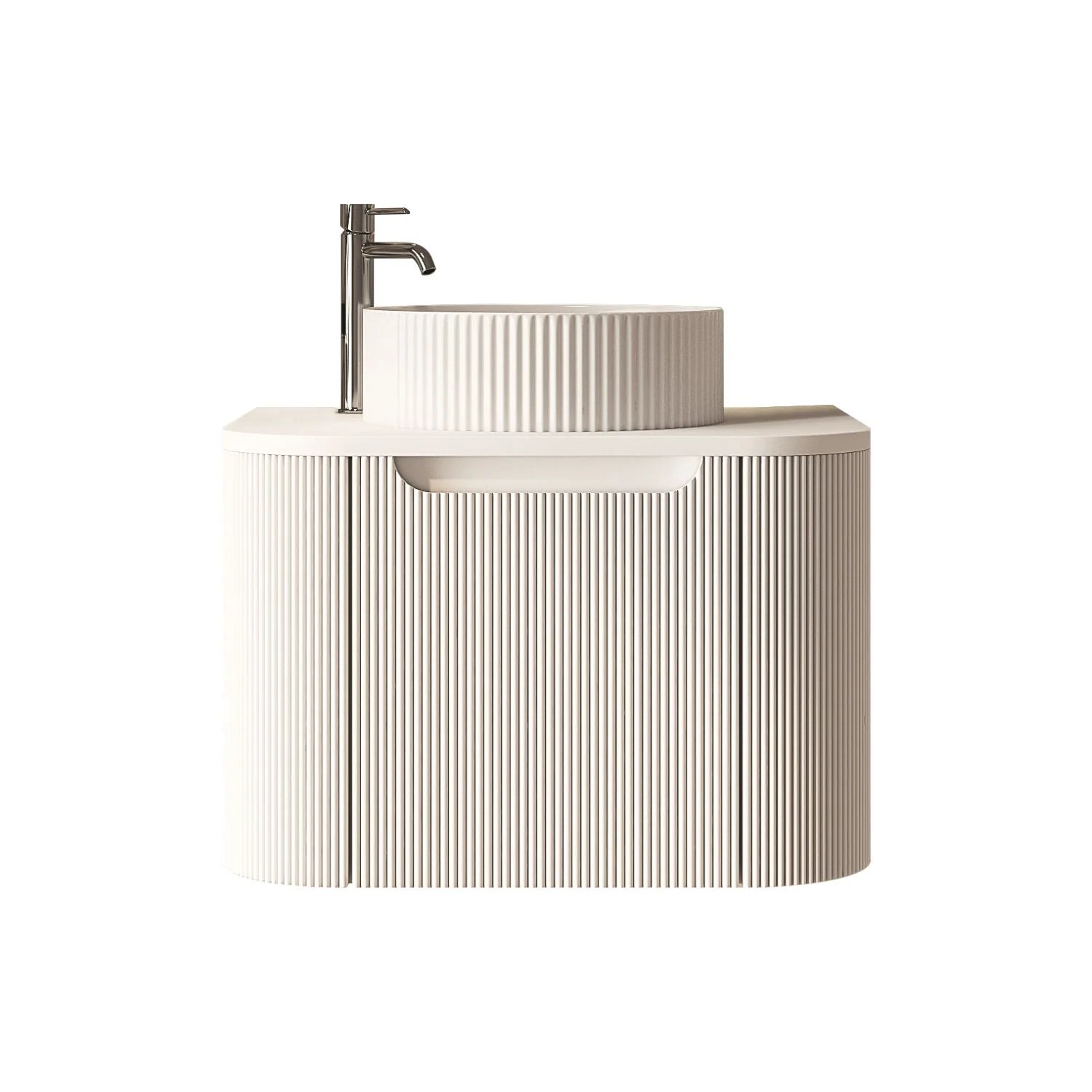 Rome Fluted Groove 600mm Wall-Hung Cabinet - Matt White