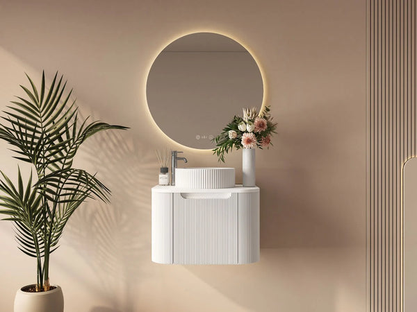 Rome Fluted Groove 600mm Wall-Hung Cabinet - Matt White