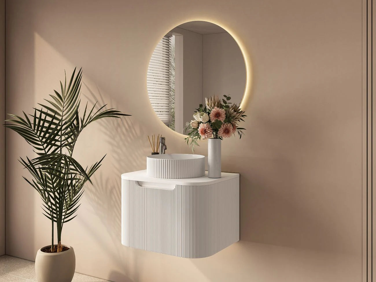 Rome Fluted Groove 600mm Wall-Hung Cabinet - Matt White