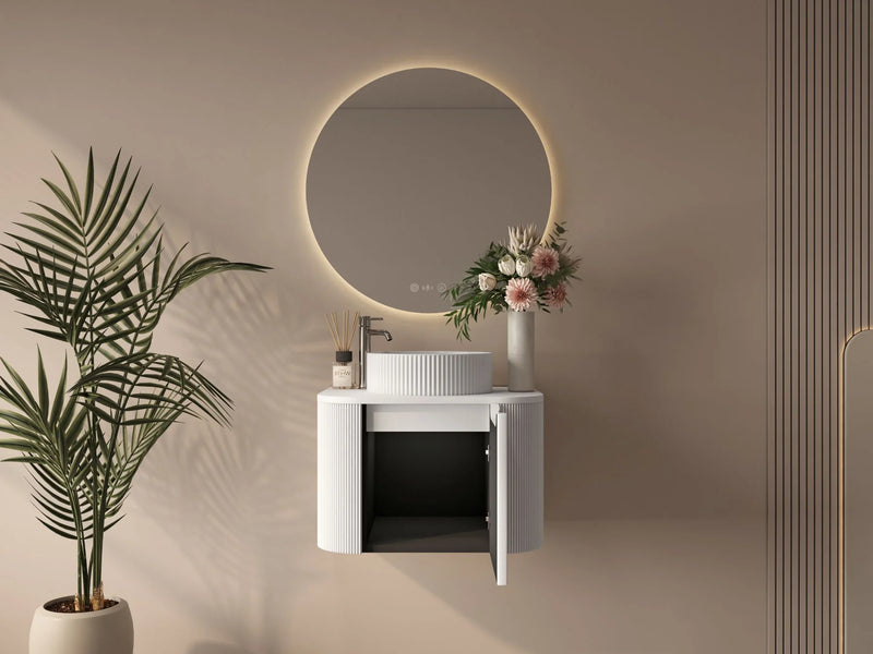 Rome Fluted Groove 600mm Wall-Hung Cabinet - Matt White