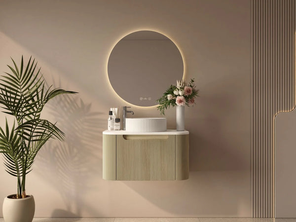 Rome Fluted Groove 750mm Wall-Hung Cabinet - Bur Oak