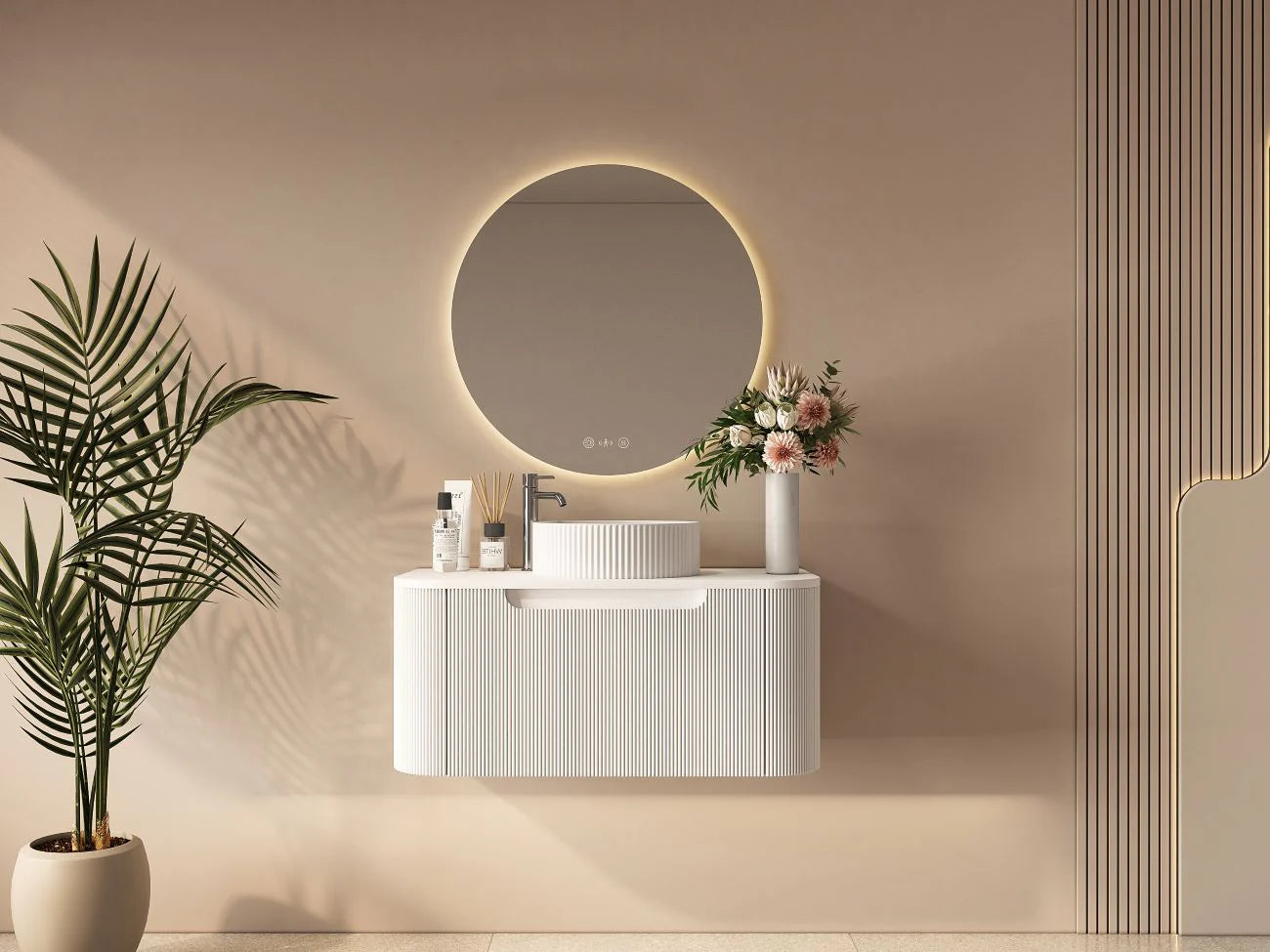 Rome Fluted Groove 750mm Wall-Hung Cabinet - Matt White