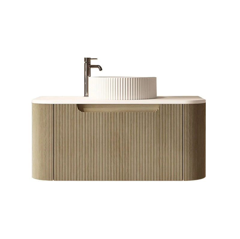 Rome Fluted Groove 900mm Wall-Hung Cabinet - Bur Oak