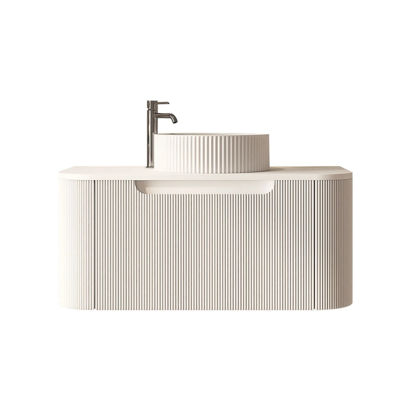Rome Fluted Groove 900mm Wall-Hung Cabinet - Matt White