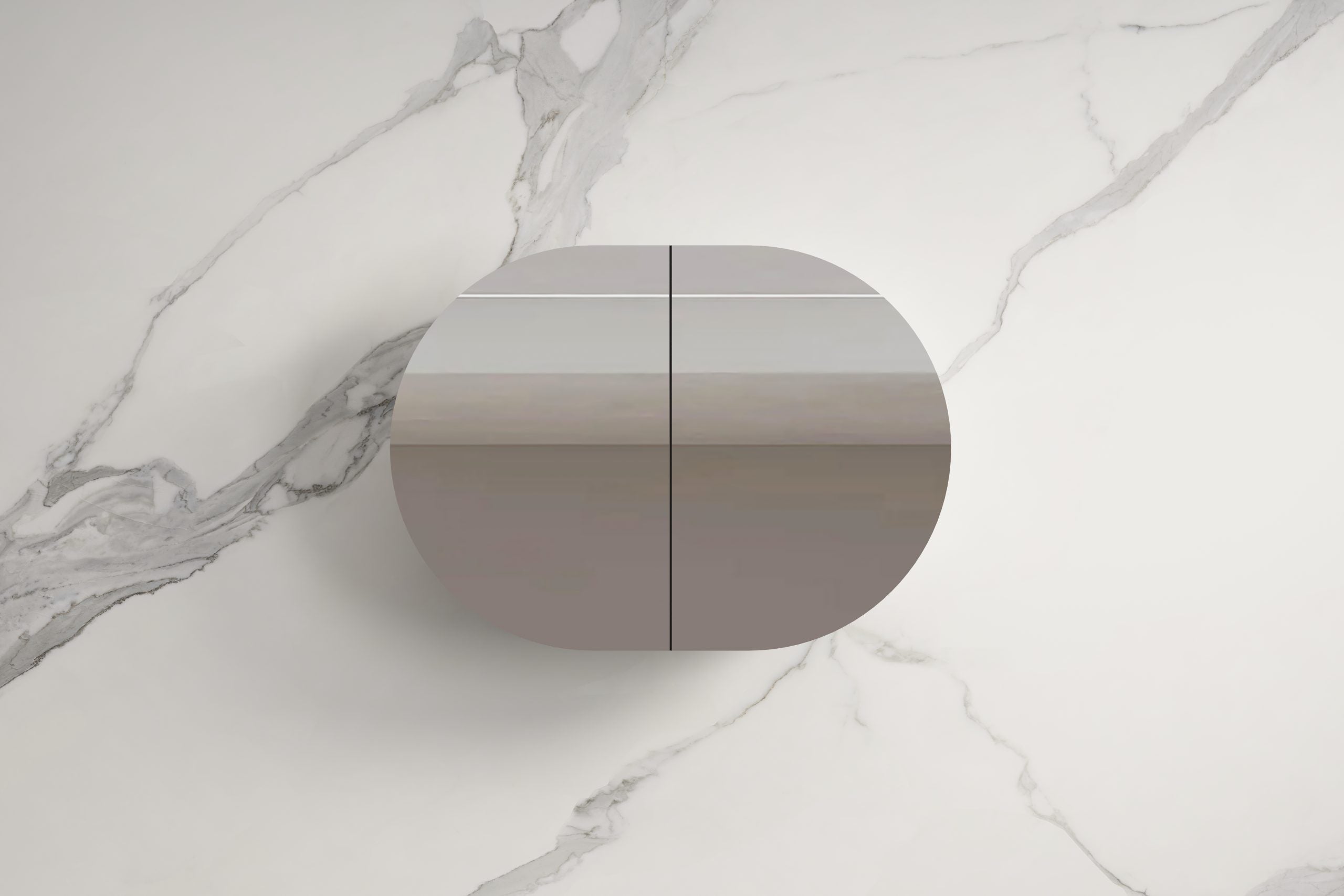 Ovia 900mm Rosy Horizontal Pill Oval Shaving Cabinet Matte White