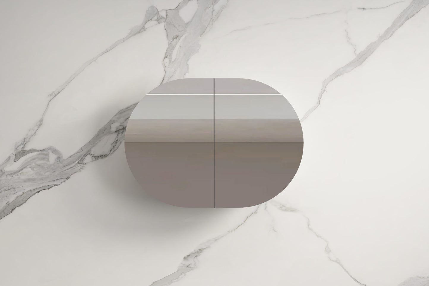 Ovia 900mm Rosy Horizontal Pill Oval Shaving Cabinet Matte White