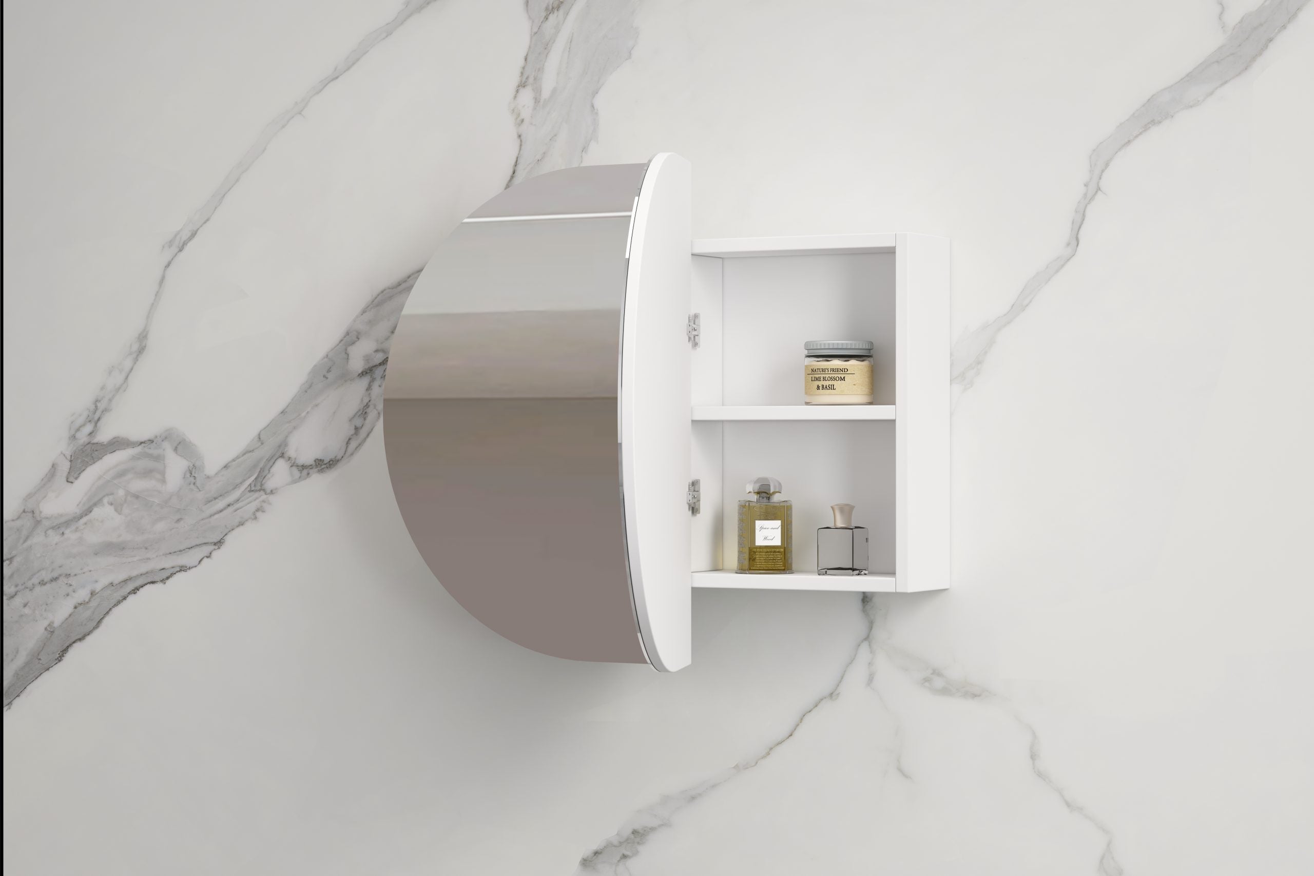 Ovia 900mm Rosy Horizontal Pill Oval Shaving Cabinet Matte White