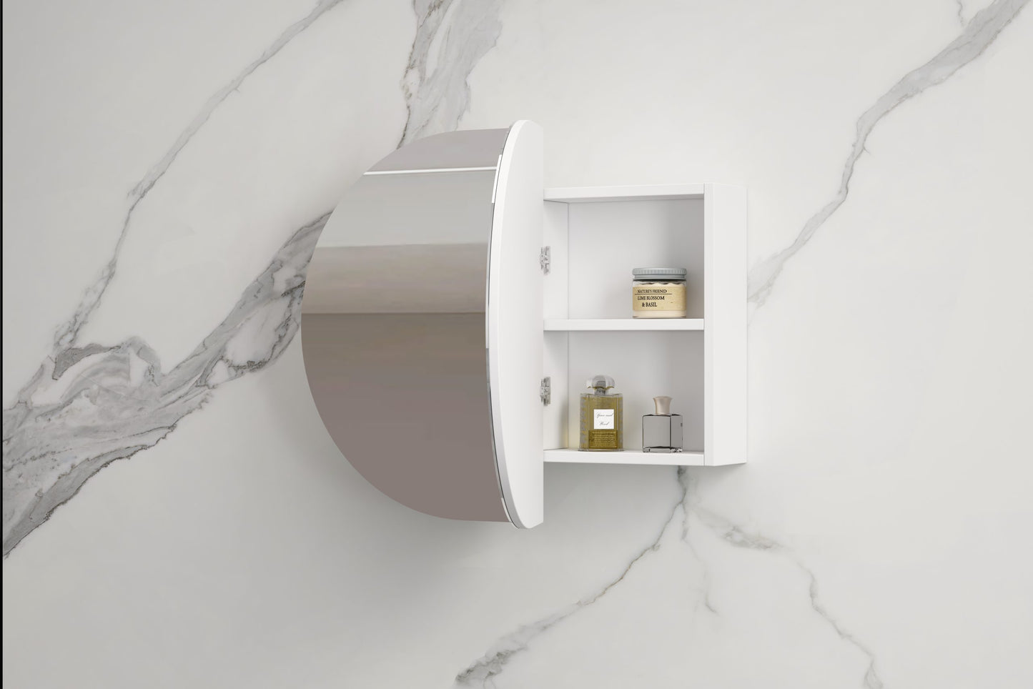 Ovia 900mm Rosy Horizontal Pill Oval Shaving Cabinet Matte White