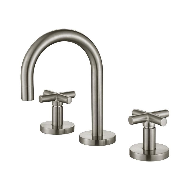 Modern National Cross Handle Ryker Basin Set 1/4 Turn Warm Brushed Nickel