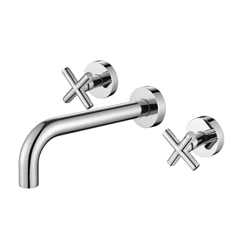 Modern National Cross Handle Ryker Bath/Wall Basin Set 1/4 Turn Chrome